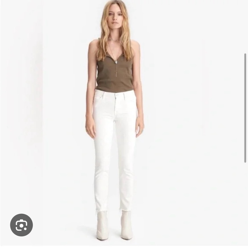 MOTHER White Rascal Crop Fray Jeans size 28
